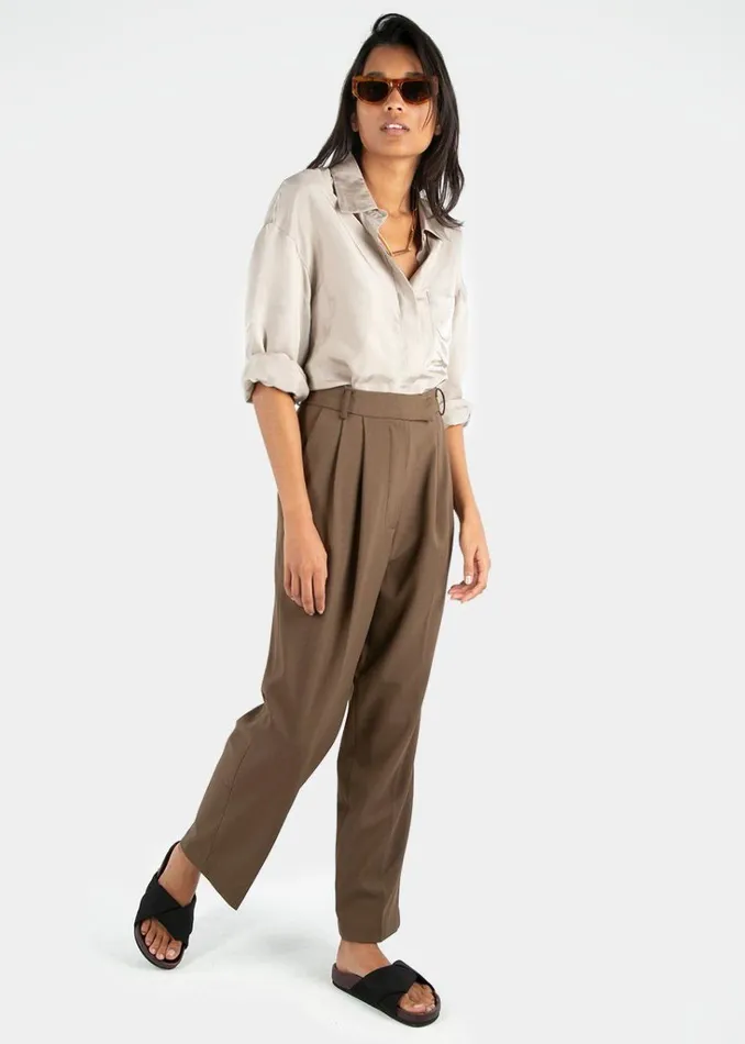 The Frankie Shop Bea Suit Pants 8211 Chocolate Shop Bottoms