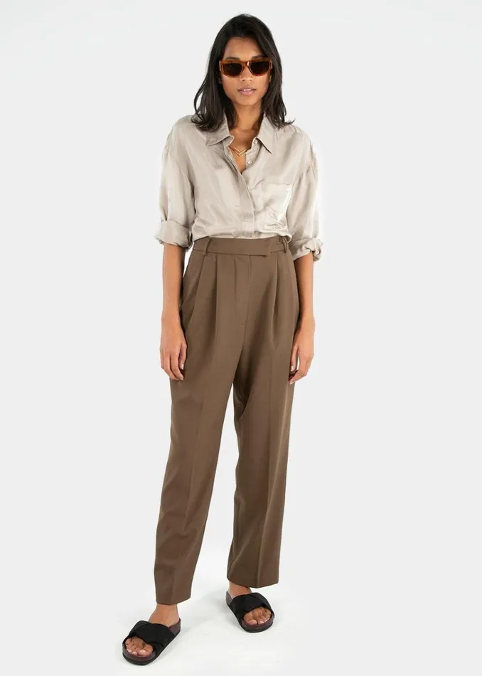 The Frankie Shop Bea Suit Pants 8211 Chocolate Shop Bottoms