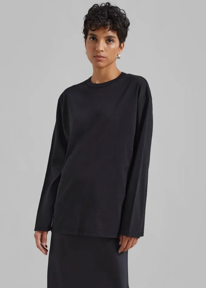 The Frankie Shop Bennett Long Sleeves Tee 8211 Black Shop Clothing