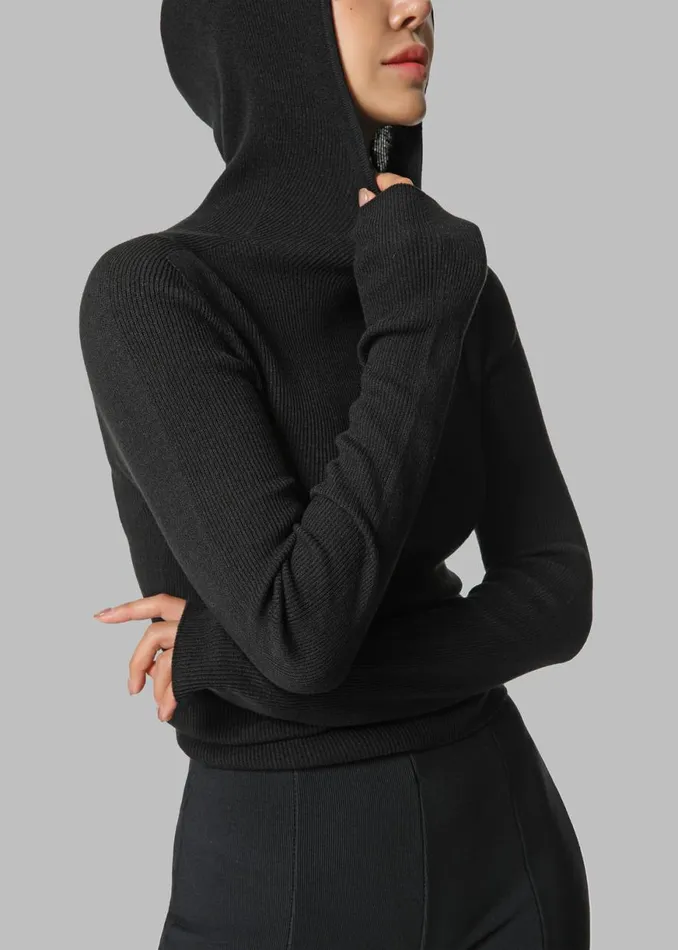 The Frankie Shop Brandi Knit Hoodie Top 8211 Black Shop Clothing