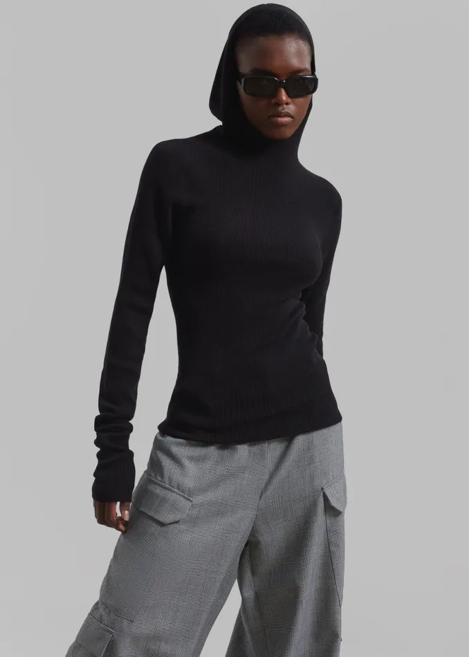 The Frankie Shop Brandi Knit Hoodie Top 8211 Black Shop Clothing
