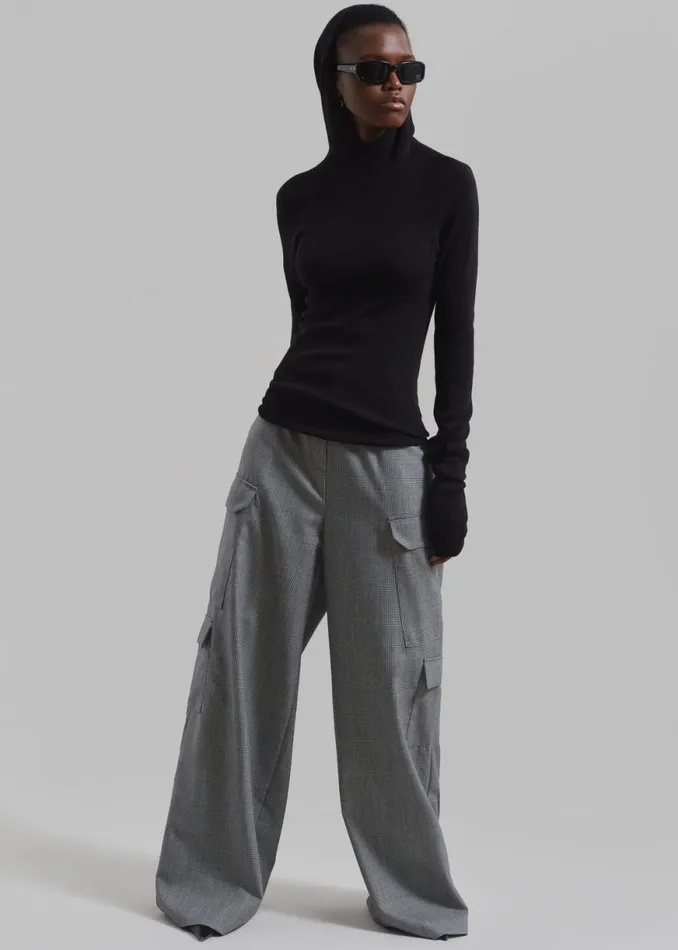 The Frankie Shop Brandi Knit Hoodie Top 8211 Black Shop Clothing