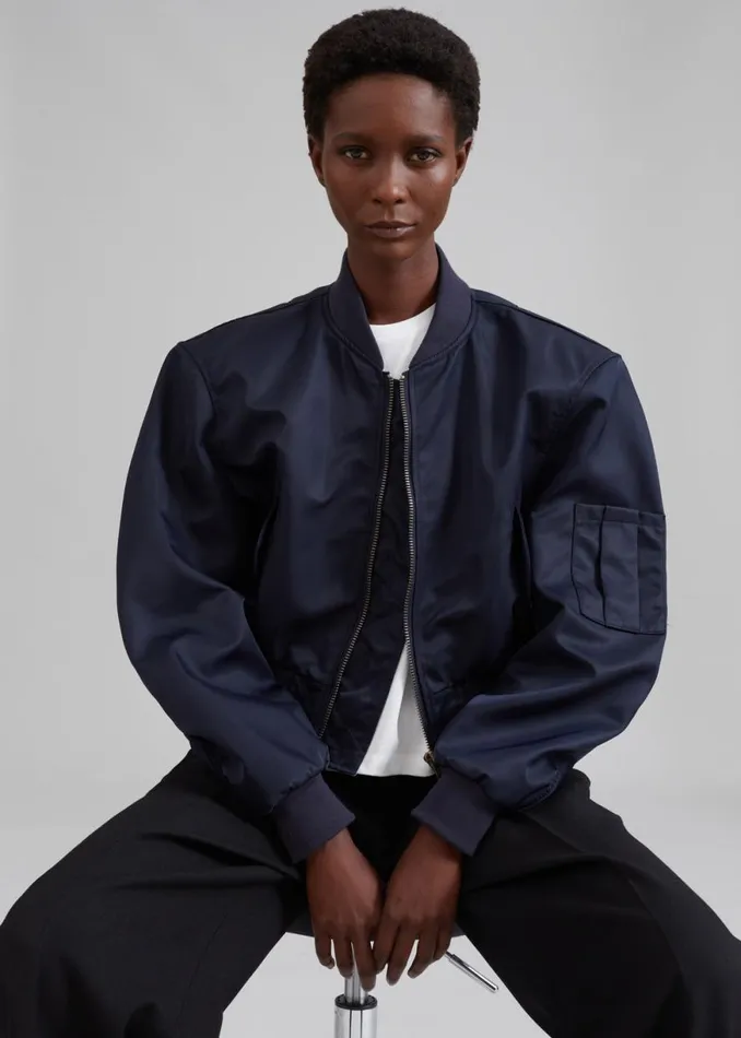 The Frankie Shop Cardiff Padded Bomber 8211 Navy Shop Outerwear