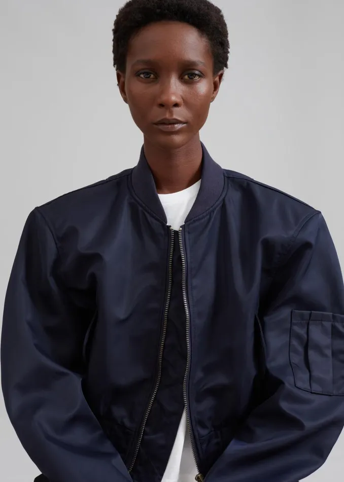 The Frankie Shop Cardiff Padded Bomber 8211 Navy Shop Outerwear