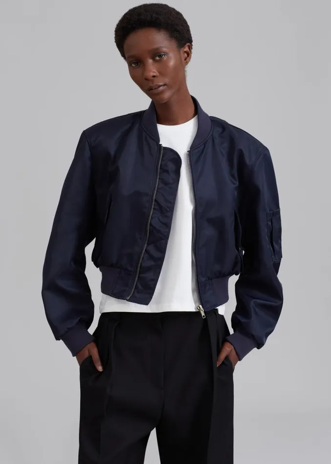 The Frankie Shop Cardiff Padded Bomber 8211 Navy Shop Outerwear
