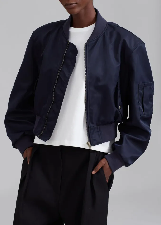 The Frankie Shop Cardiff Padded Bomber 8211 Navy Shop Outerwear