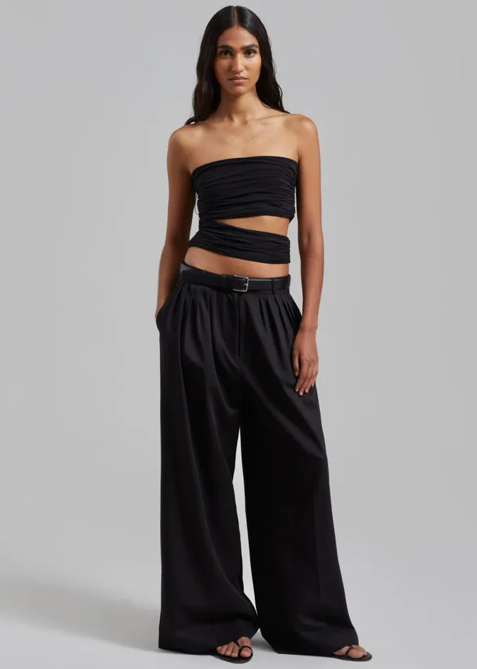 The Frankie Shop Catalina Pleated Trousers 8211 Black Shop Bottoms