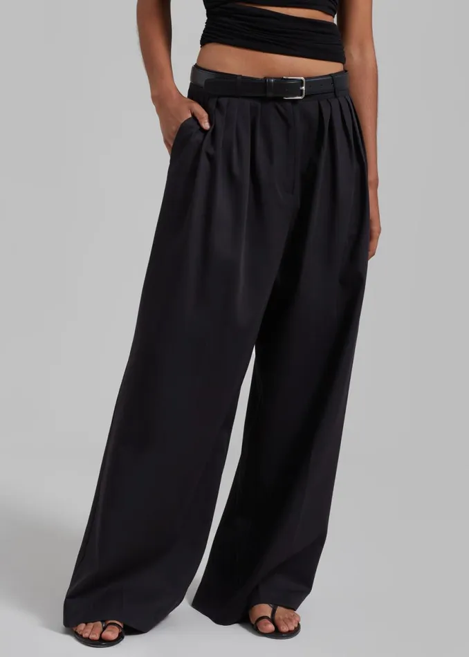 The Frankie Shop Catalina Pleated Trousers 8211 Black Shop Bottoms