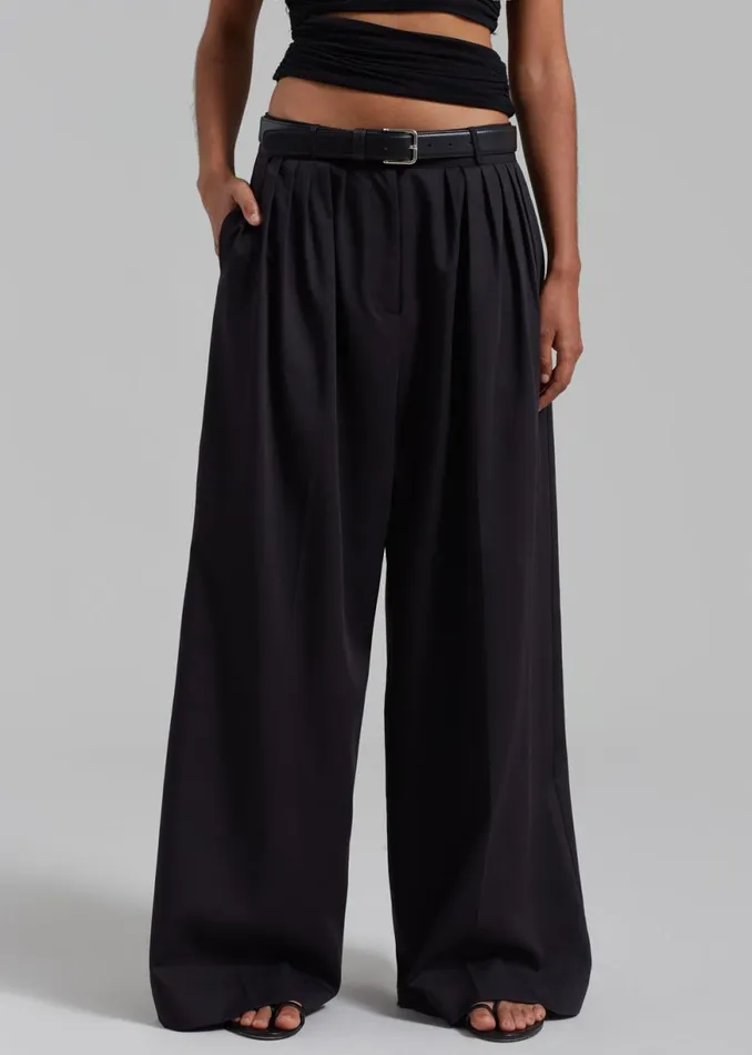 The Frankie Shop Catalina Pleated Trousers 8211 Black Shop Bottoms