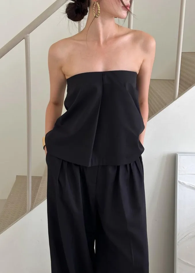 The Frankie Shop Catalina Pleated Trousers 8211 Black Shop Bottoms