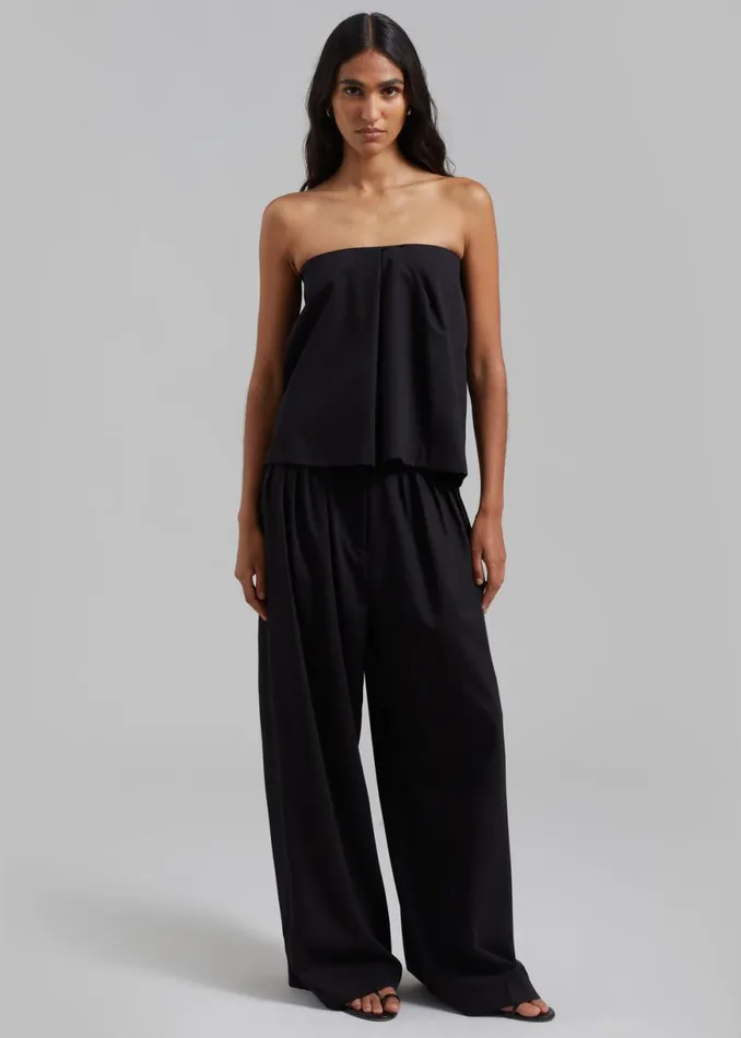 The Frankie Shop Catalina Pleated Trousers 8211 Black Shop Bottoms