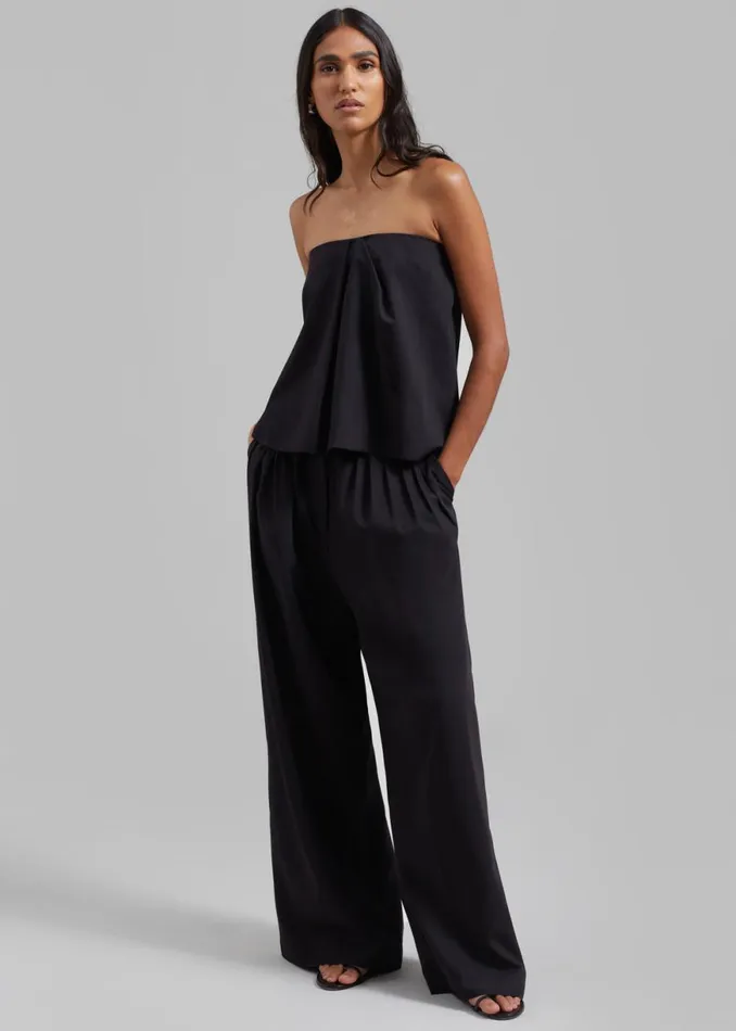 The Frankie Shop Catalina Pleated Trousers 8211 Black Shop Bottoms