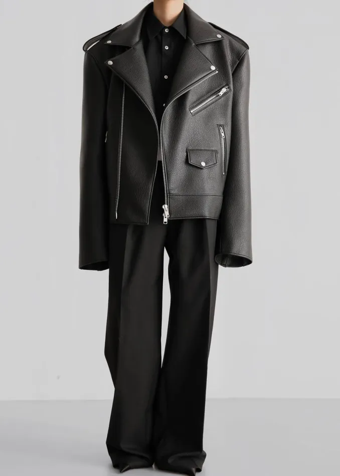 The Frankie Shop Chicago Oversized Biker Jacket 8211 Black Shop Outerwear