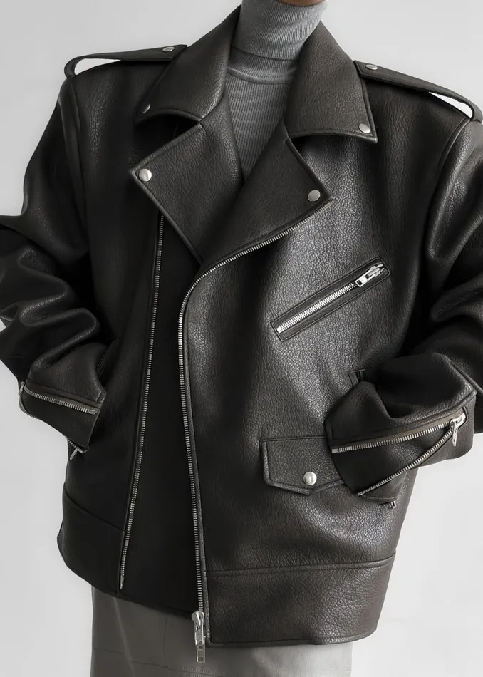 The Frankie Shop Chicago Oversized Biker Jacket 8211 Black Shop Outerwear