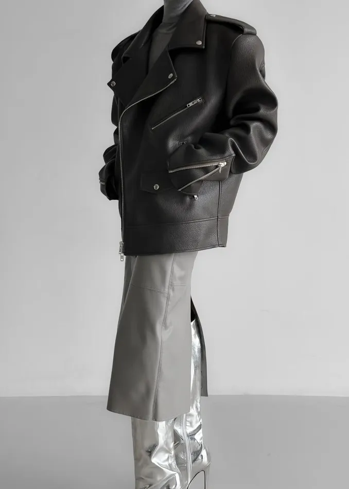 The Frankie Shop Chicago Oversized Biker Jacket 8211 Black Shop Outerwear
