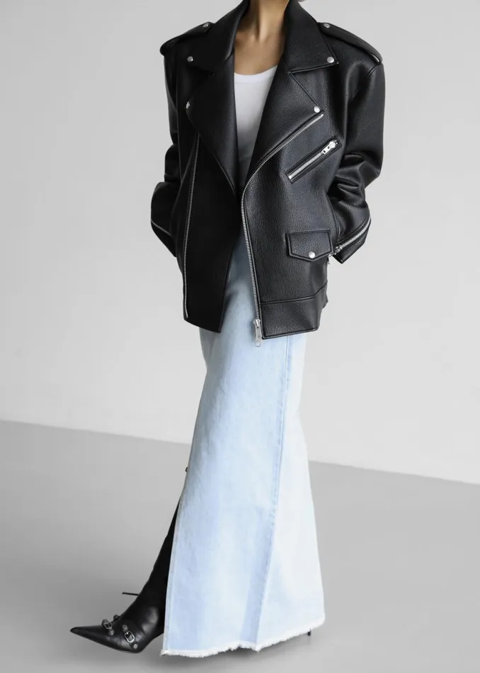 The Frankie Shop Chicago Oversized Biker Jacket 8211 Black Shop Outerwear