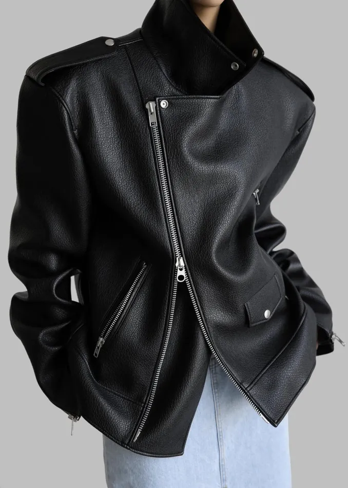 The Frankie Shop Chicago Oversized Biker Jacket 8211 Black Shop Outerwear