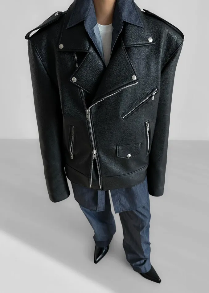 The Frankie Shop Chicago Oversized Biker Jacket 8211 Black Shop Outerwear