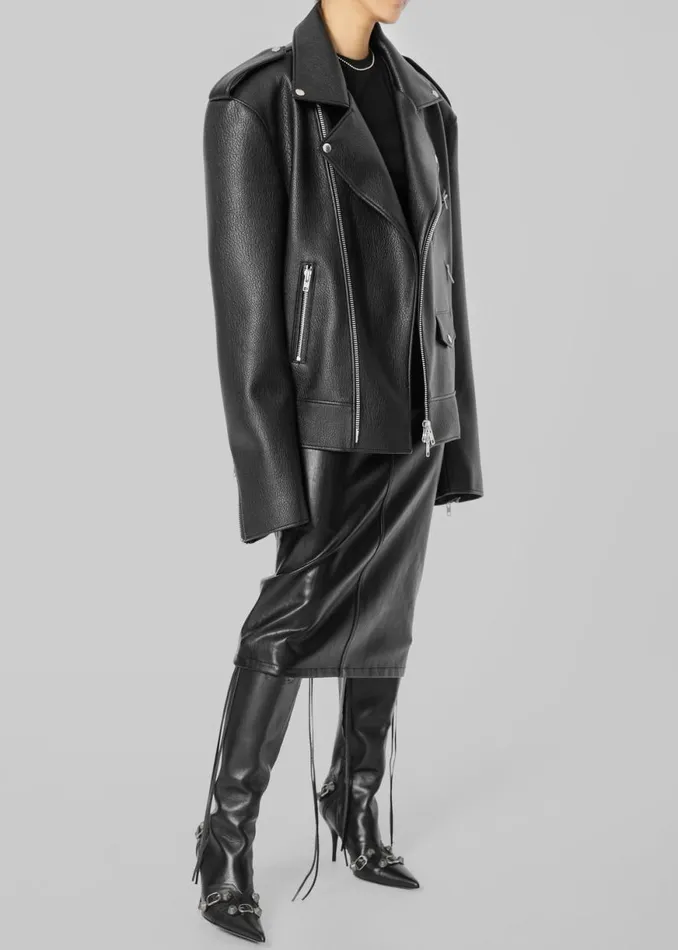 The Frankie Shop Chicago Oversized Biker Jacket 8211 Black Shop Outerwear