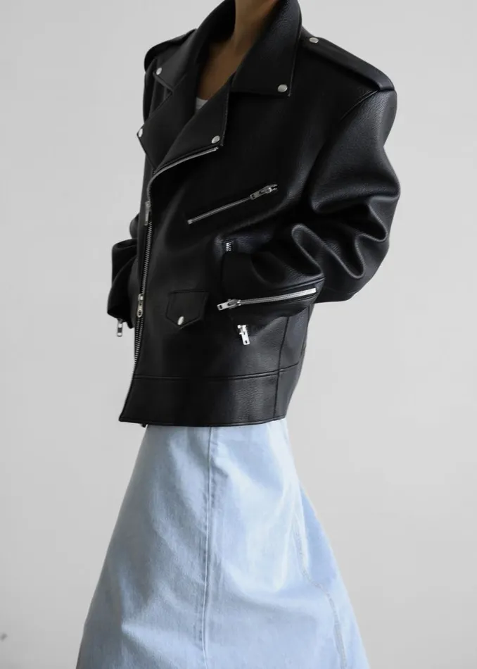 The Frankie Shop Chicago Oversized Biker Jacket 8211 Black Shop Outerwear