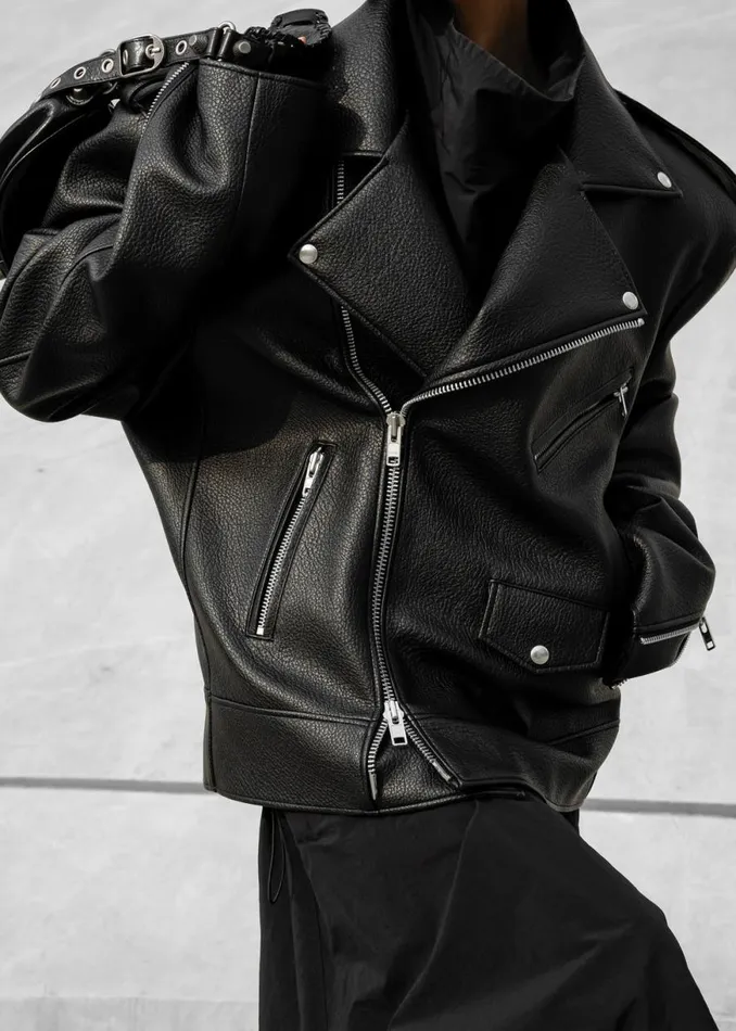 The Frankie Shop Chicago Oversized Biker Jacket 8211 Black Shop Outerwear