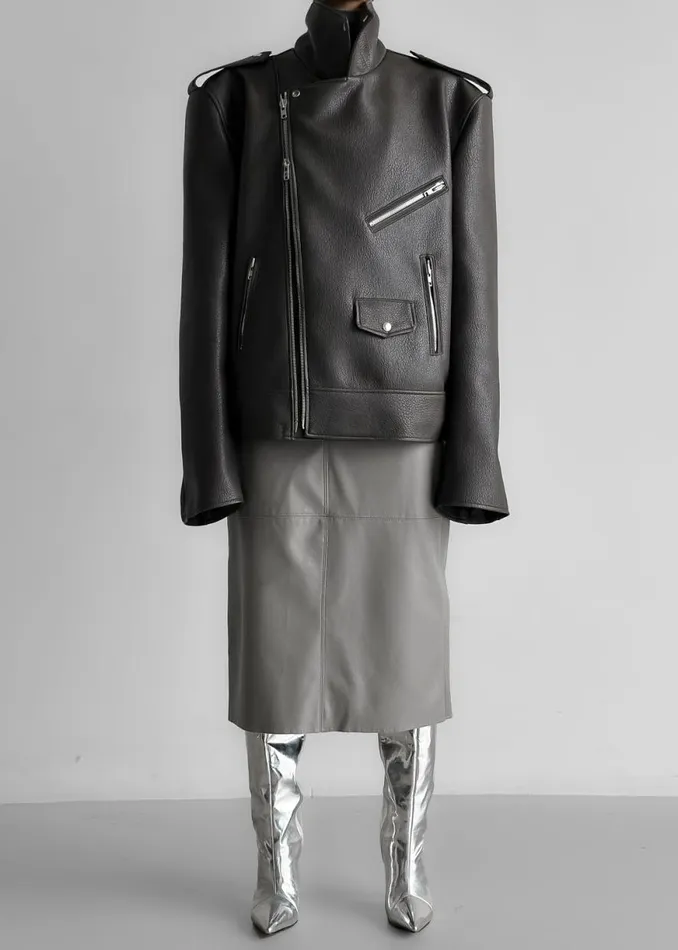 The Frankie Shop Chicago Oversized Biker Jacket 8211 Black Shop Outerwear