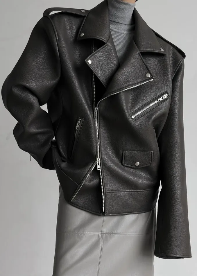 The Frankie Shop Chicago Oversized Biker Jacket 8211 Black Shop Outerwear