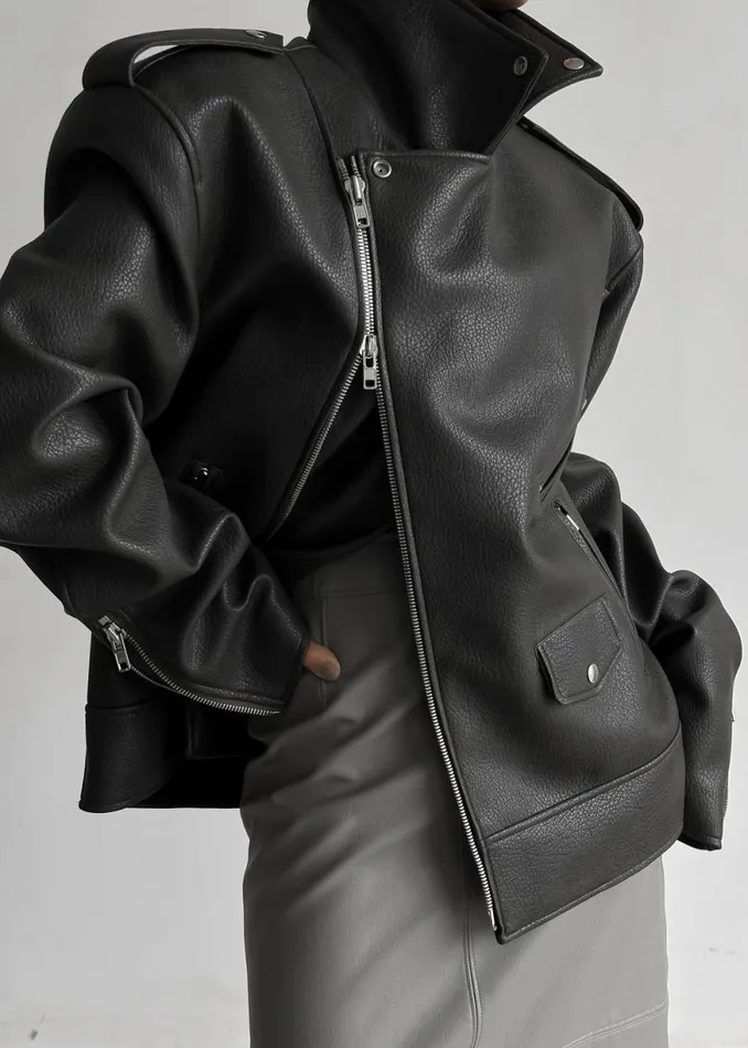 The Frankie Shop Chicago Oversized Biker Jacket 8211 Black Shop Outerwear