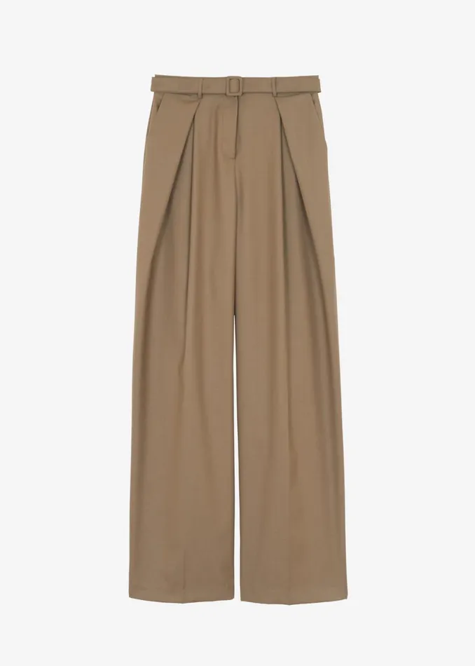 The Frankie Shop Clay Belted Pants 8211 Desert Taupe Shop Bottoms