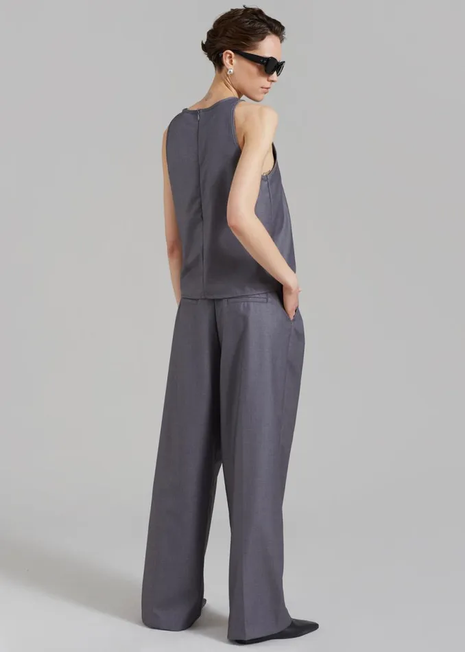 The Frankie Shop Clay Belted Pants 8211 Grey Shop Bottoms