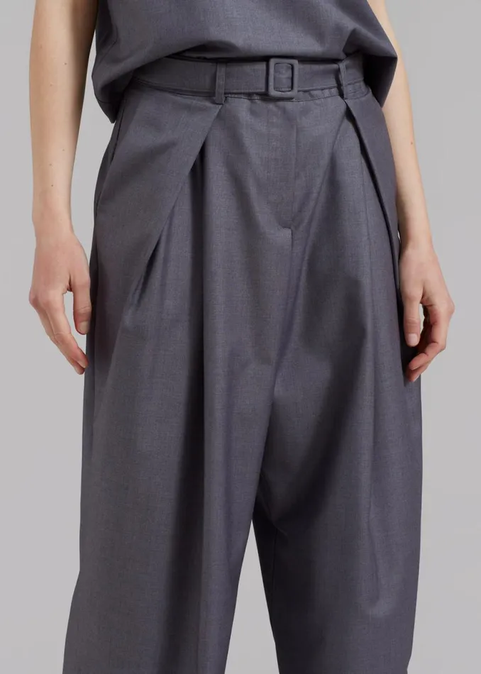 The Frankie Shop Clay Belted Pants 8211 Grey Shop Bottoms