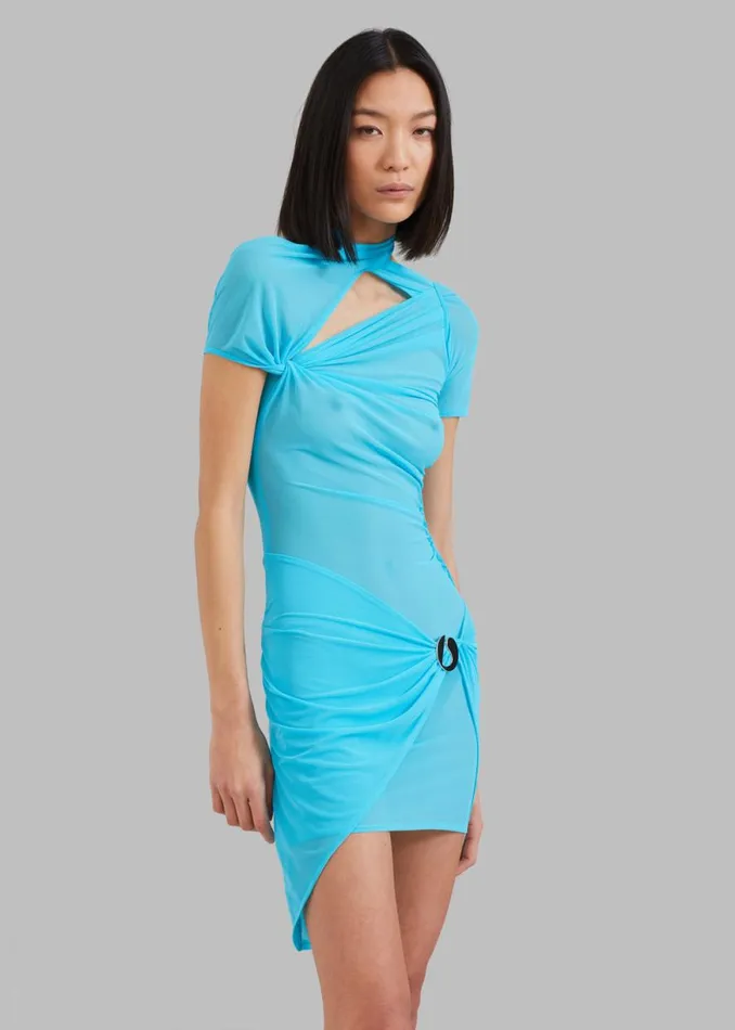 The Frankie Shop Coperni Asymmetric Draped Jersey Dress 8211 Azur Shop Dresses