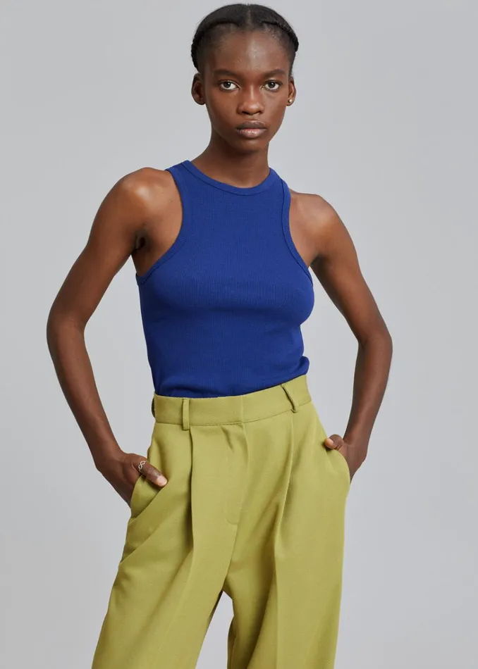 The Frankie Shop Corsy Ribbed Tank 8211 Navy Shop Tops