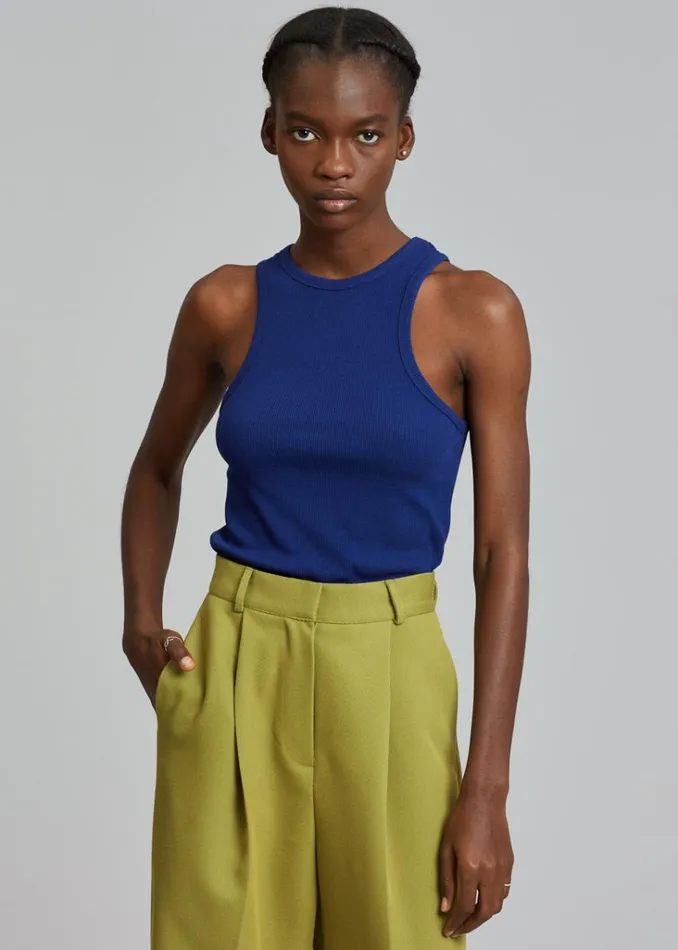The Frankie Shop Corsy Ribbed Tank 8211 Navy Shop Tops