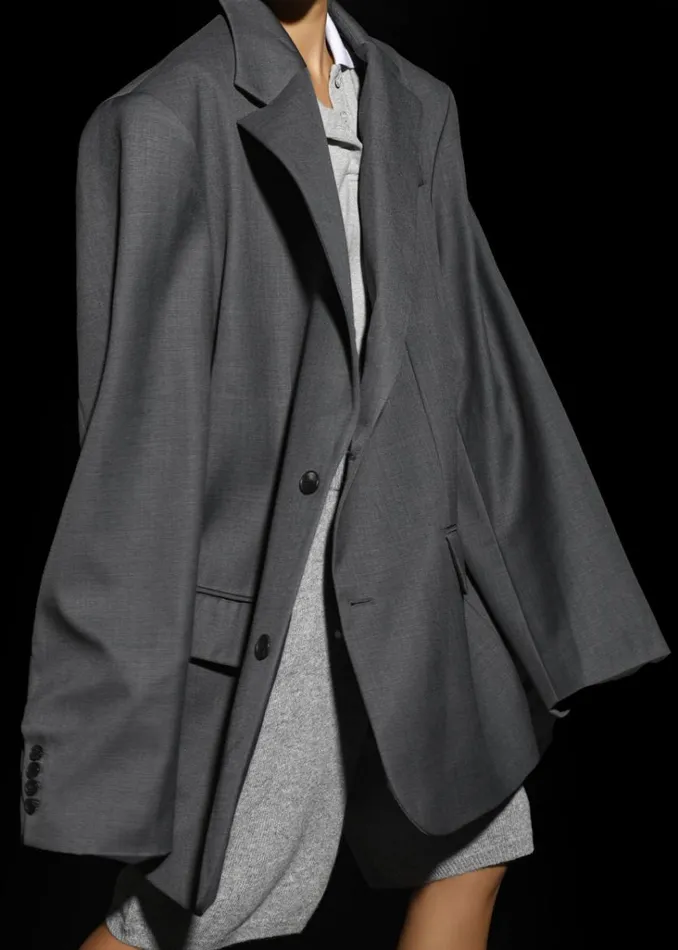 The Frankie Shop Dee Maxi Oversized Blazer 8211 Charcoal Shop Outerwear