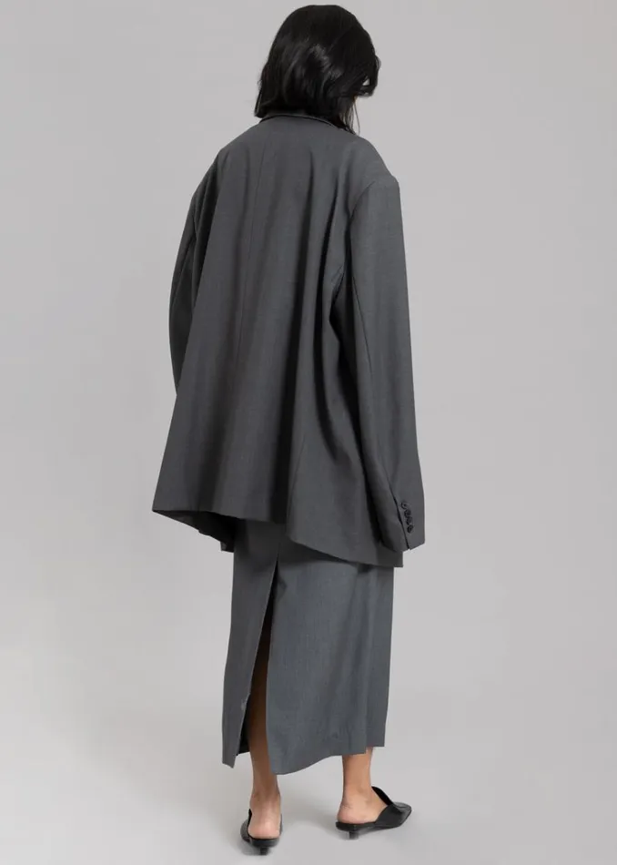 The Frankie Shop Dee Maxi Oversized Blazer 8211 Charcoal Shop Outerwear