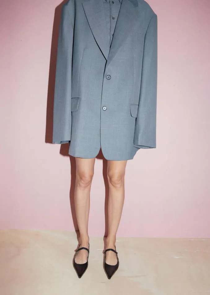 The Frankie Shop Dee Maxi Oversized Blazer 8211 Charcoal Shop Outerwear
