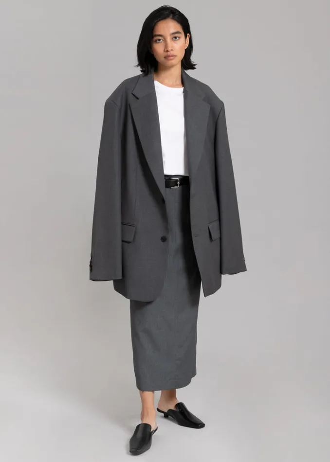 The Frankie Shop Dee Maxi Oversized Blazer 8211 Charcoal Shop Outerwear
