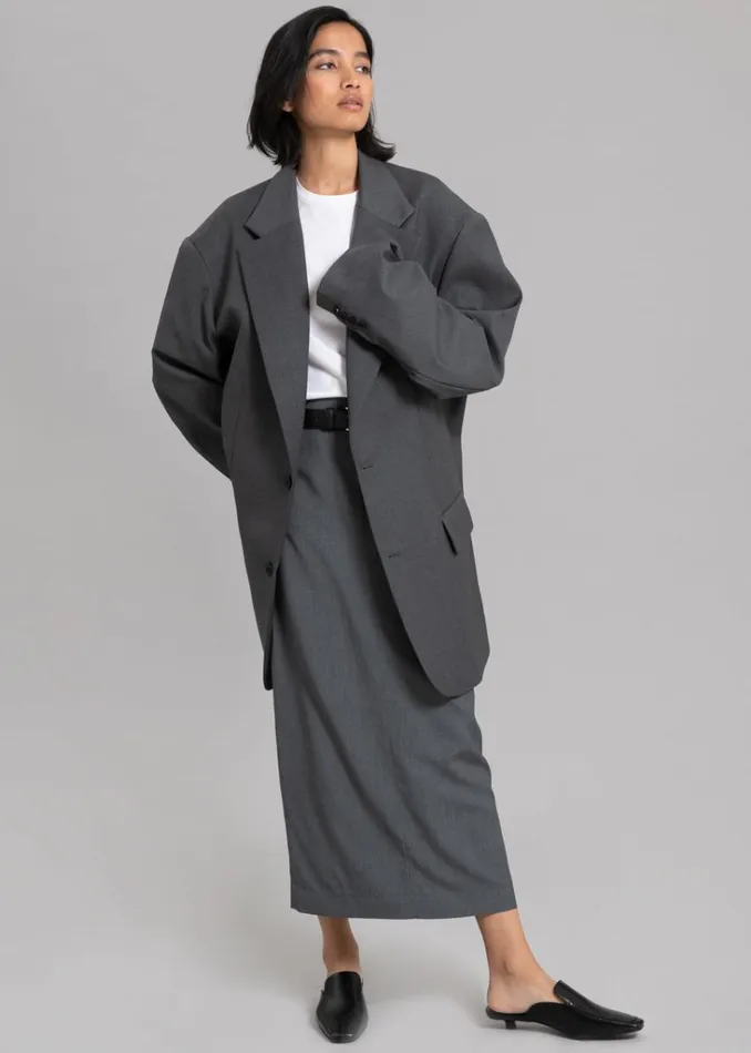The Frankie Shop Dee Maxi Oversized Blazer 8211 Charcoal Shop Outerwear