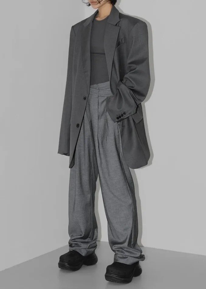 The Frankie Shop Dee Maxi Oversized Blazer 8211 Charcoal Shop Outerwear