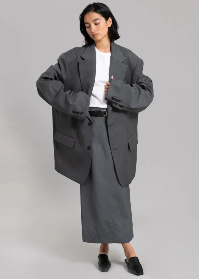 The Frankie Shop Dee Maxi Oversized Blazer 8211 Charcoal Shop Outerwear