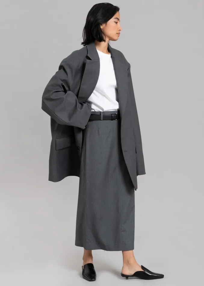 The Frankie Shop Dee Maxi Oversized Blazer 8211 Charcoal Shop Outerwear