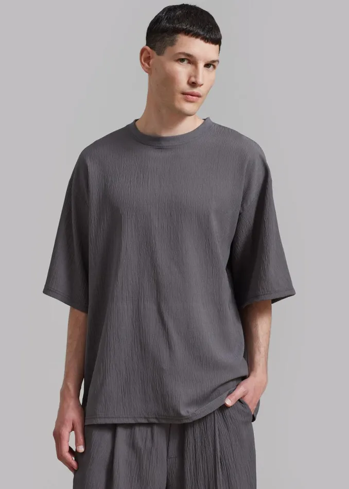 The Frankie Shop Eliott Crinkle Tee 8211 Charcoal Shop Clothing
