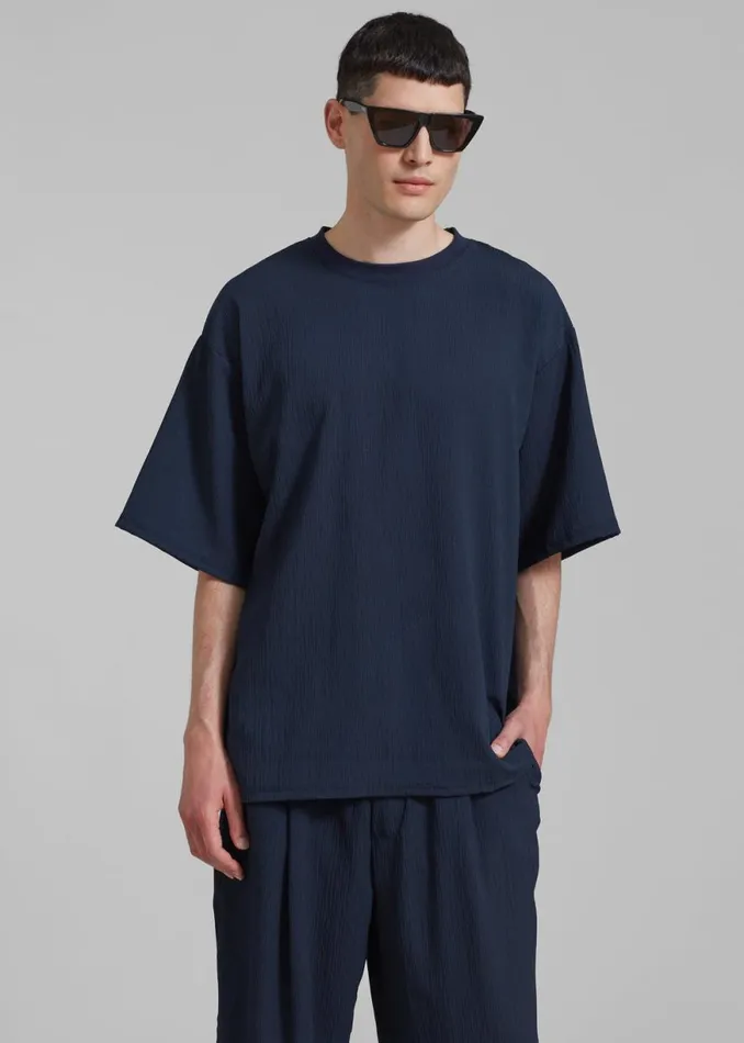 The Frankie Shop Eliott Crinkle Tee 8211 Navy Shop Clothing