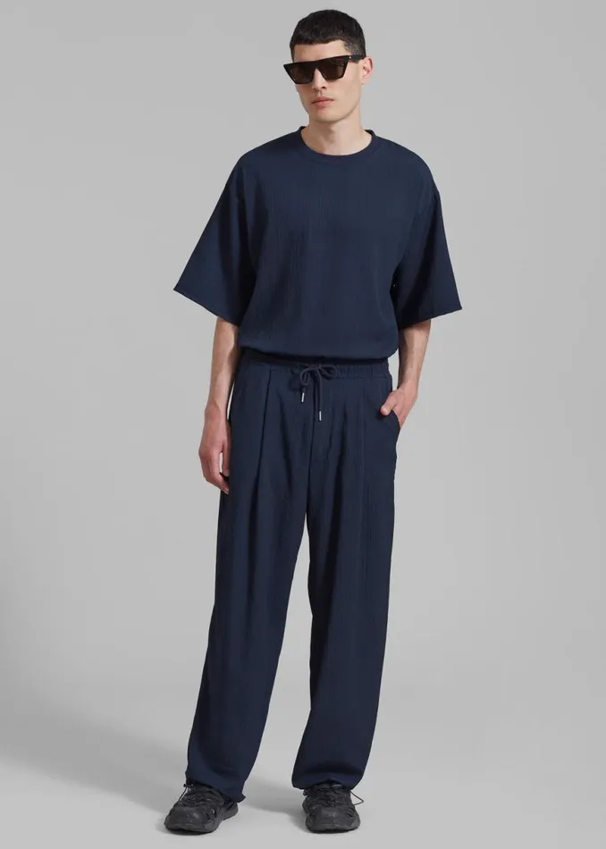 The Frankie Shop Eliott Crinkle Tee 8211 Navy Shop Clothing