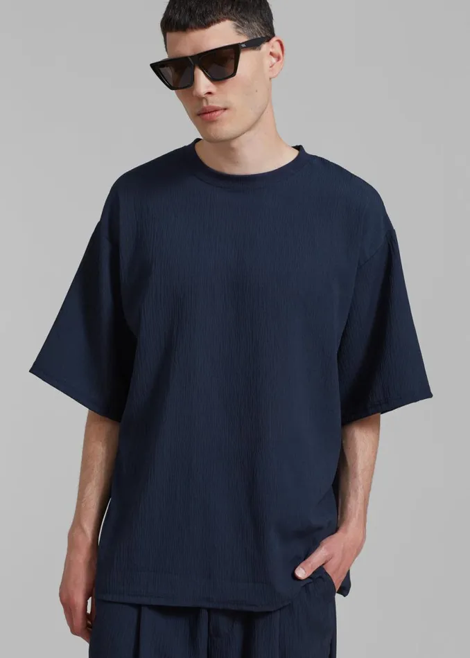 The Frankie Shop Eliott Crinkle Tee 8211 Navy Shop Clothing