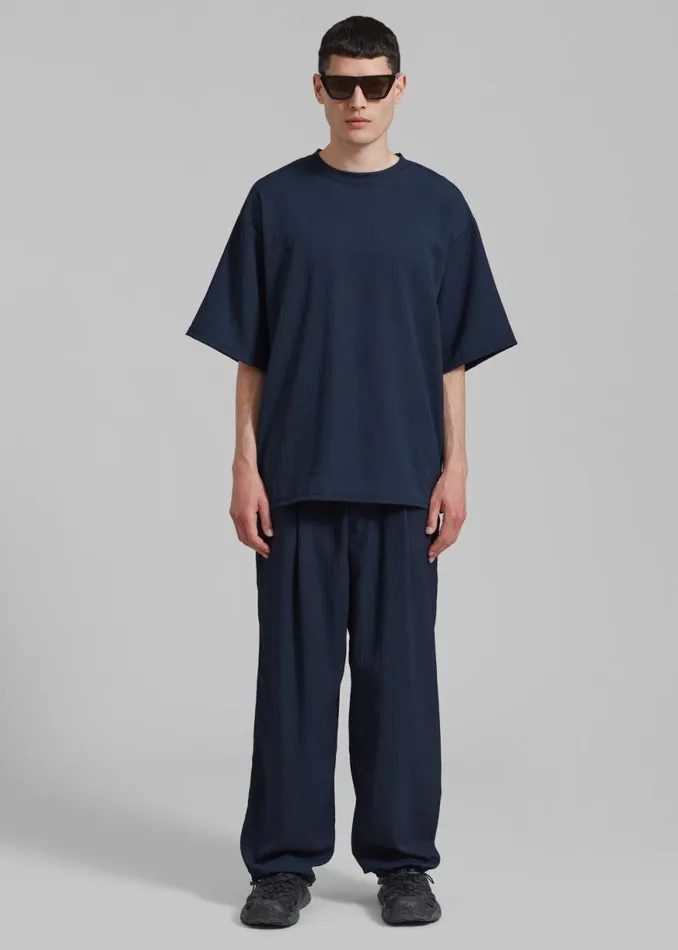 The Frankie Shop Eliott Crinkle Tee 8211 Navy Shop Clothing