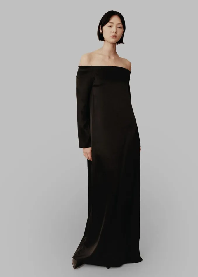 The Frankie Shop Esse Studios Off Shoulder Column Dress 8211 Black Shop Dresses