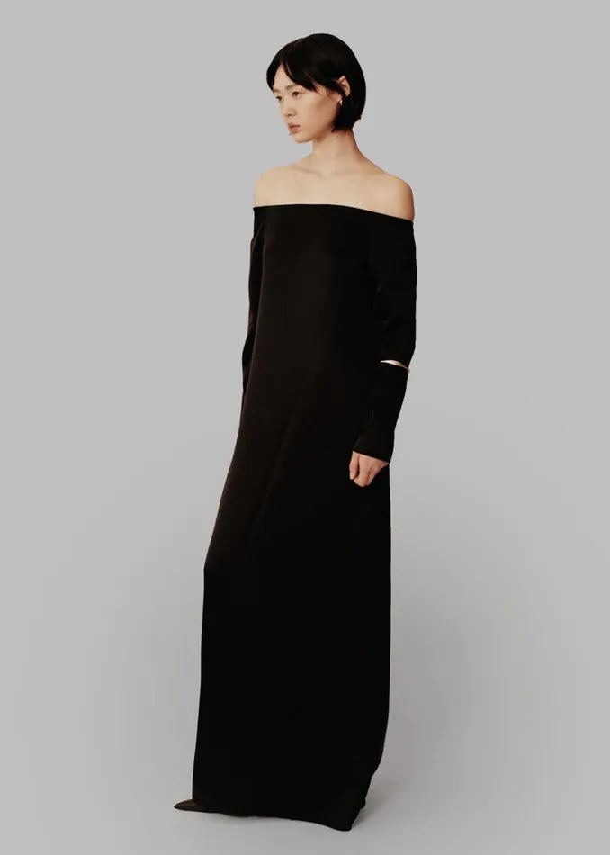 The Frankie Shop Esse Studios Off Shoulder Column Dress 8211 Black Shop Dresses