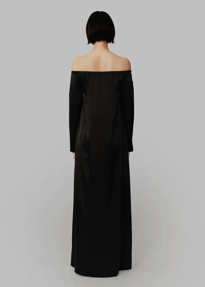 The Frankie Shop Esse Studios Off Shoulder Column Dress 8211 Black Shop Dresses